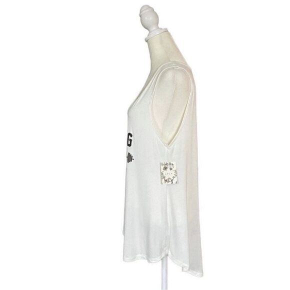 LDLA Bridal Sweating For The Wedding White & Silver Metallic Barbell Tank Top XL - Picture 3 of 10